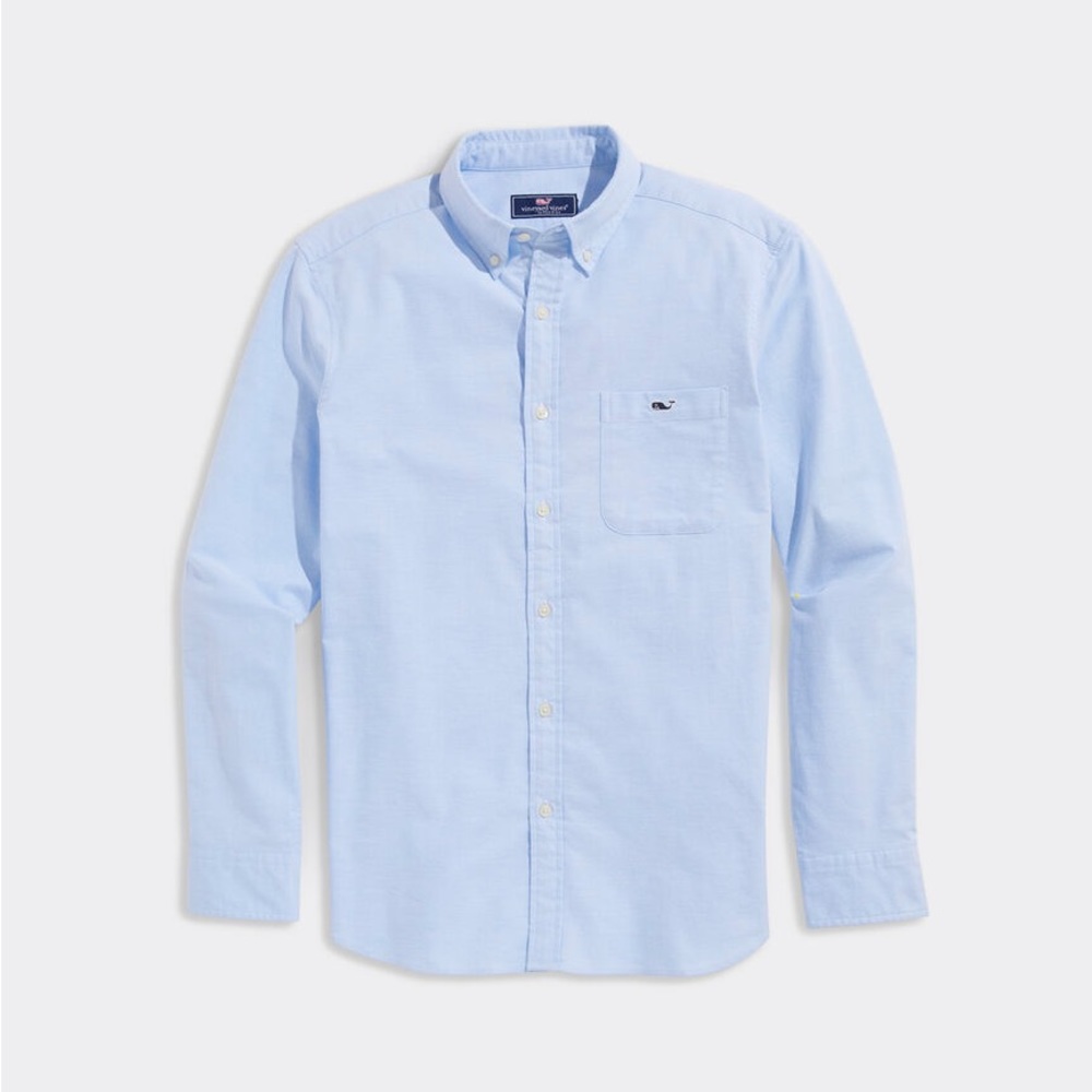 Vineyard Vines Oxford Solid Shirt in Ocean Breeze Blue
